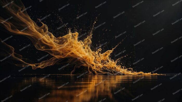 Ethereal Dance: Golden Swirls Illuminate the Darkness