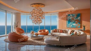 Luxurious Coastal Condo Living Room with Ocean Panorama