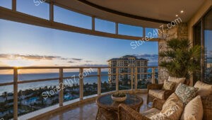 Sunset Serenity in a Luxurious Coastal Condo Balcony