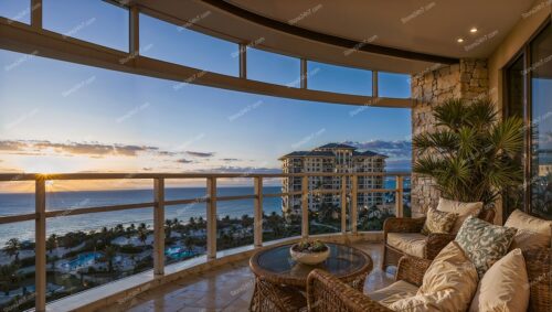 Sunset Serenity in a Luxurious Coastal Condo Balcony