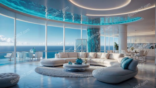 Luxurious Coastal Condo Living Room with Stunning Ocean View