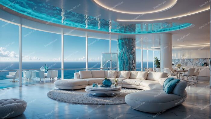 Luxurious Coastal Condo Living Room with Stunning Ocean View