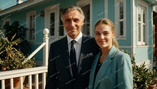 Father and Daughter as Happy New Single Family Home Owners