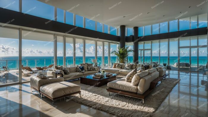 Luxurious Coastal Condo Living Room with Ocean View