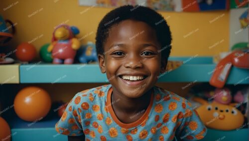 Joyful Child's Delightful Smile in Colorful Playroom