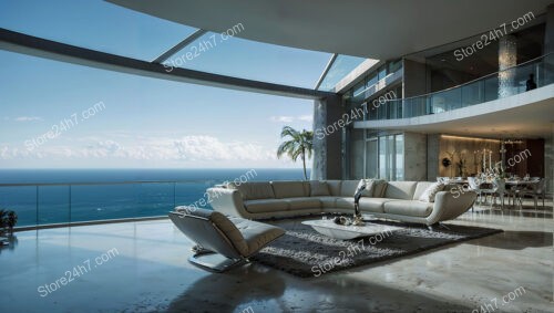 Modern Coastal Condo Living Room with Stunning Ocean View