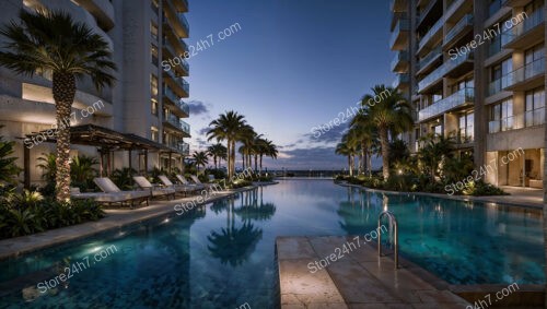 Twilight Reflections at Waterfront Luxury Condo Oasis