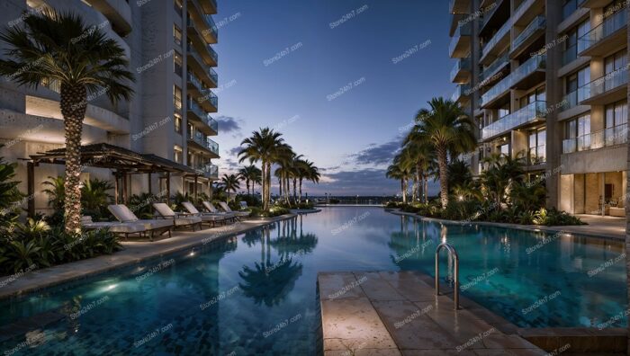 Twilight Reflections at Waterfront Luxury Condo Oasis