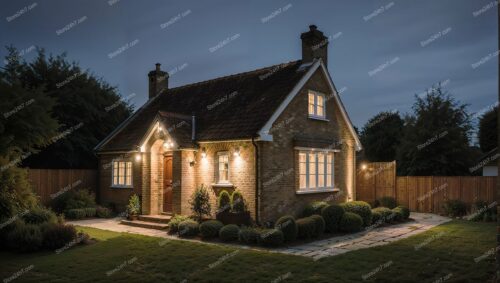 Quaint Family Cottage in English Countryside at Dusk