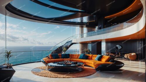 Luxurious Coastal Condo Living Room with Ocean View