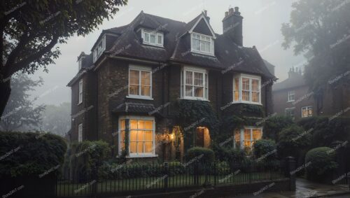 Elegant Victorian Family Home in Morning London Fog