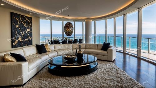 Panoramic Ocean View from Luxurious Coastal Living Room