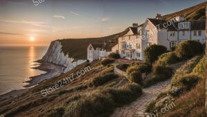 Sunset View Over Dover Coastal Clifftop Home