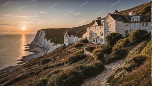 Sunset View Over Dover Coastal Clifftop Home