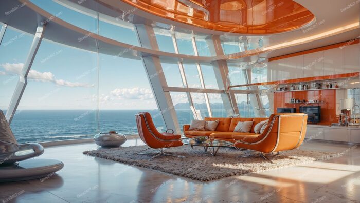 Stunning Coastal Condo Living Room with Panoramic Ocean View