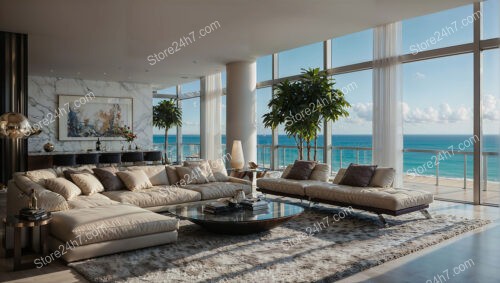 Oceanfront Luxury Condo Living Room with Modern Decor