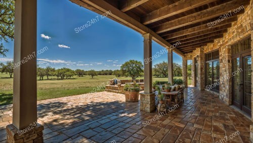 Serene Ranch Porch Overlooking Vast Nature Landscape