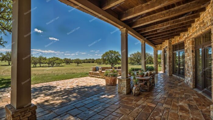 Serene Ranch Porch Overlooking Vast Nature Landscape