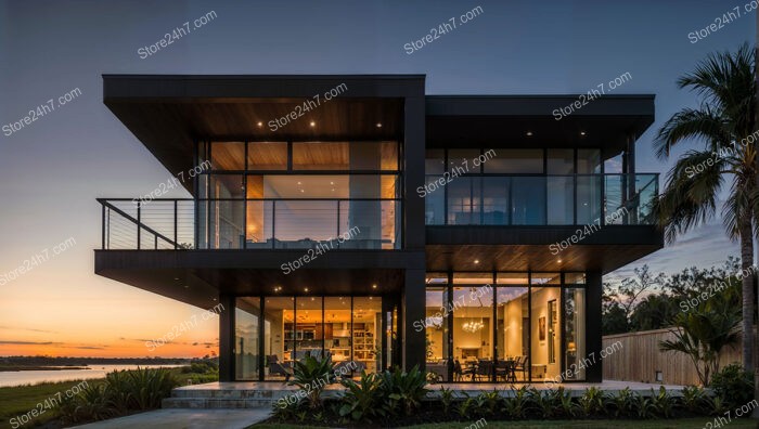 Elegant Waterfront Home at Florida Sunset