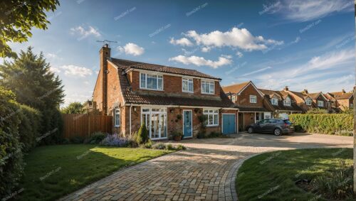 Row of Homes in English Countryside Town