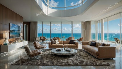 Modern Coastal Condo Living Room with Majestic Ocean View
