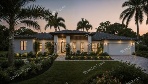 Sublime Dusk Ambiance at Luxurious Florida Estate Home