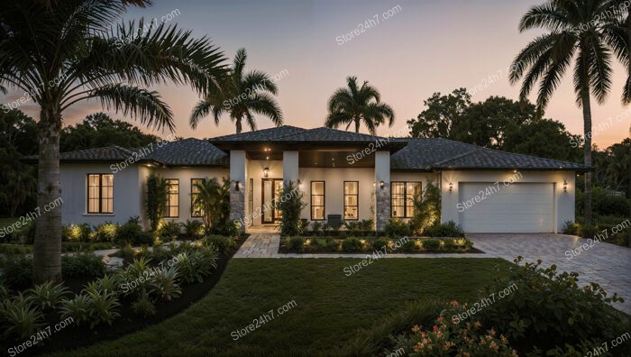 Sublime Dusk Ambiance at Luxurious Florida Estate Home