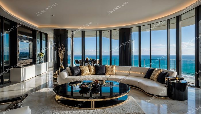 Luxurious Coastal Living Room with Stunning Ocean View
