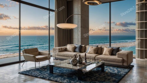 Elegant Coastal Condo Living Room with Panoramic Ocean View