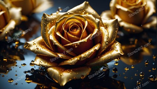 Golden Rose Radiance: Beauty in Abstract Golden World