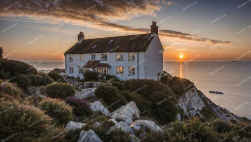 Coastal House Overlooking the English Channel Sunset
