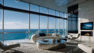 Modern Condo Living Room with Luxurious Ocean Views