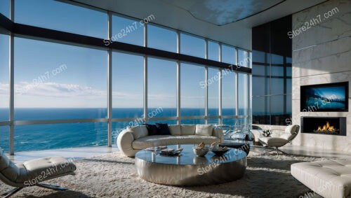 Modern Condo Living Room with Luxurious Ocean Views