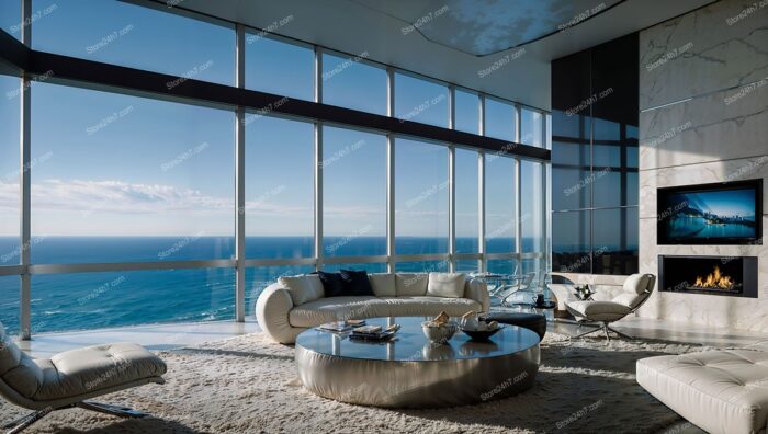 Modern Condo Living Room with Luxurious Ocean Views