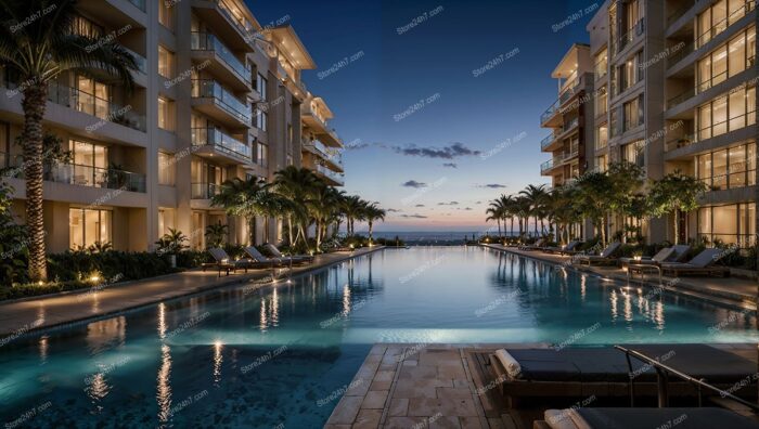 Twilight Reflections at Serene Beachfront Luxury Condos