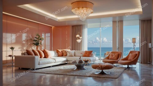 Luxurious Coastal Condo Living Room with Ocean View