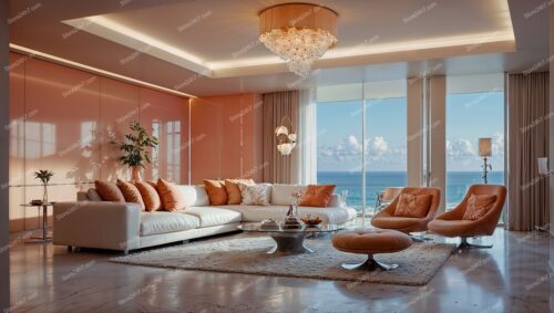 Luxurious Coastal Condo Living Room with Ocean View