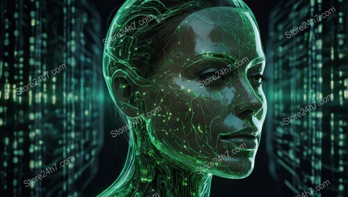 The Awakening: AI's Luminous Green Neural Network
