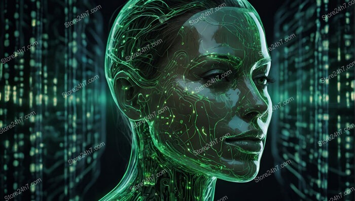 The Awakening: AI's Luminous Green Neural Network