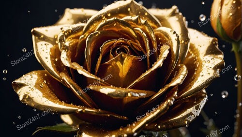 Golden Rose Shining in a Surreal Golden World
