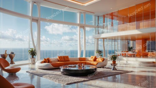 Modern Luxury Condo Living Room with Ocean Panorama