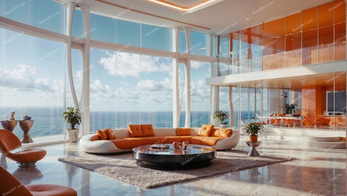 Modern Luxury Condo Living Room with Ocean Panorama