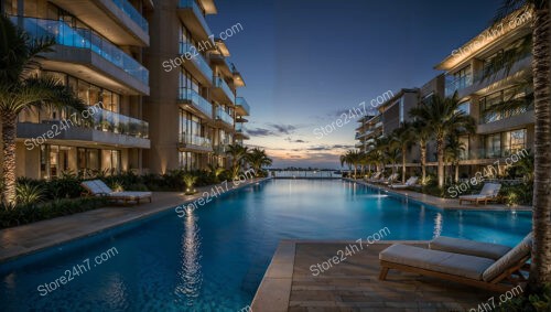 Sunset Glow at Modern Oceanfront Luxury Condo Resort