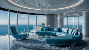 Sleek Luxury Condo Living Room with Stunning Ocean View