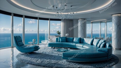 Sleek Luxury Condo Living Room with Stunning Ocean View