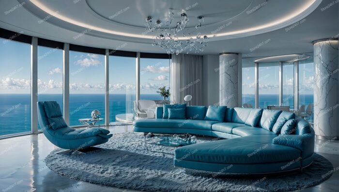 Sleek Luxury Condo Living Room with Stunning Ocean View