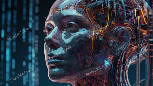 Futuristic AI Prototype with Illuminated Neural Pathways
