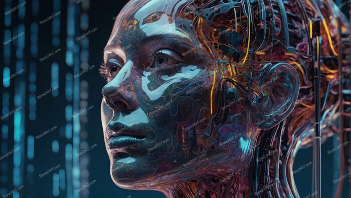 Futuristic AI Prototype with Illuminated Neural Pathways