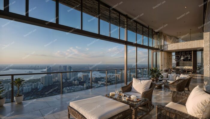 Elegant High-Rise Condo Balcony with Stunning Ocean Views