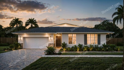 Elegant Florida Home at Sunset with Lush Landscape